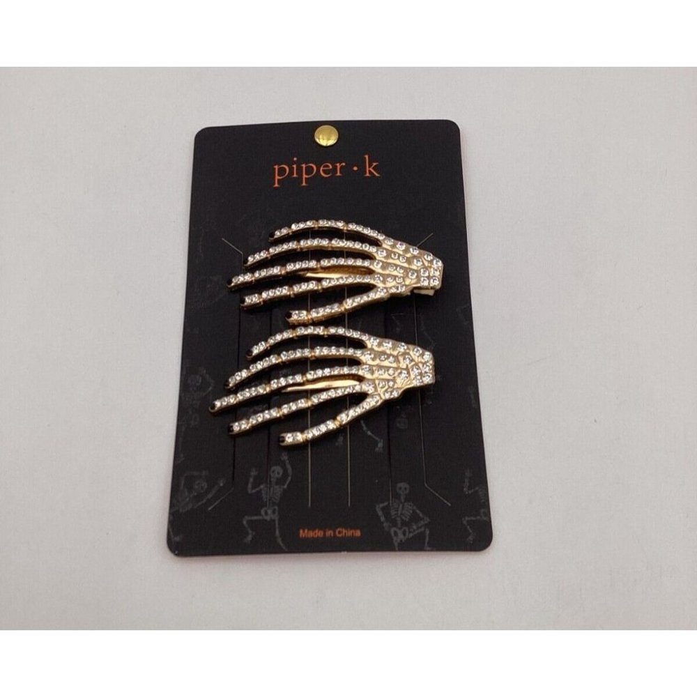 Piper K Skeleton Hand Halloween Hair Clips. NEW